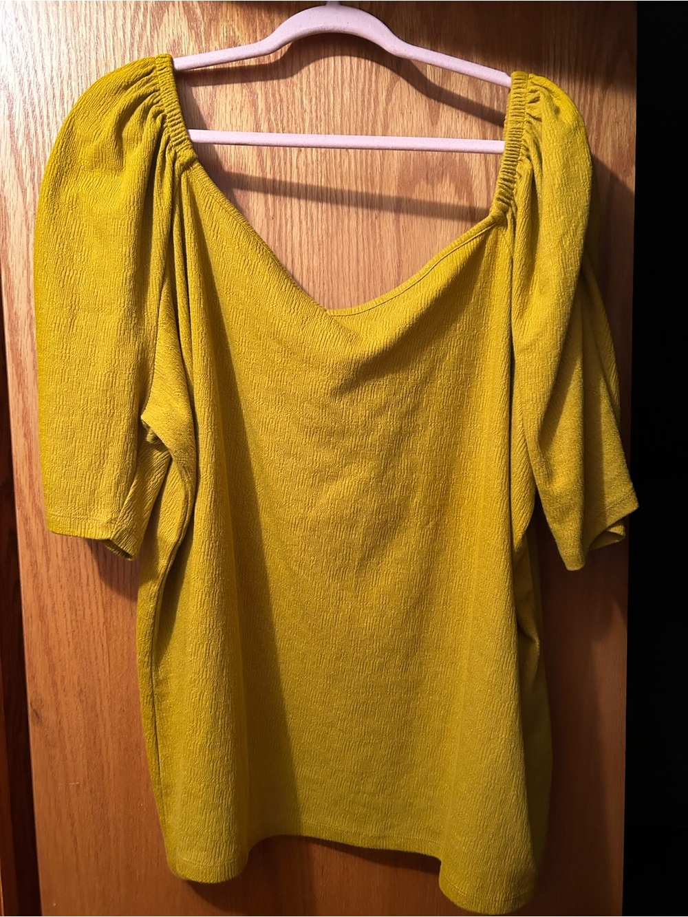 Ava & Viv Mustard Puff-Sleeve Scoop Top